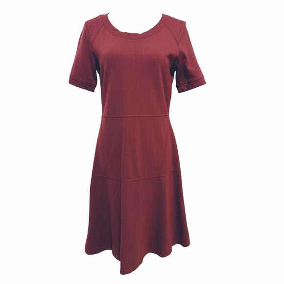 Athleta En Route Dress Ponte Knit Fit and Flare Activewear Chianti Burgundy M - Picture 4 of 12